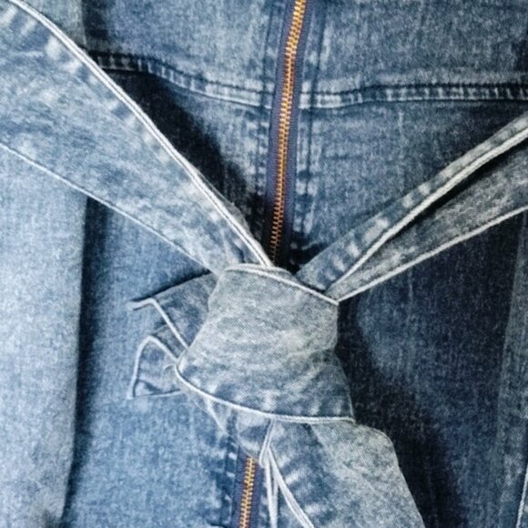 New Women's Plus Size Denim Belted Stretch Sleeveless Zip Front Dress NWT - Picture 8 of 10